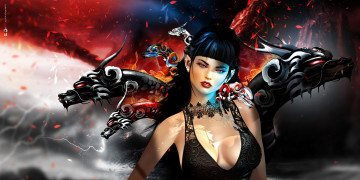 Картинка 3д+графика фантазия+ fantasy драконы эльф девушка