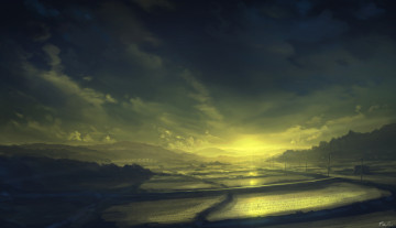 Картинка аниме unknown +другое поля горы