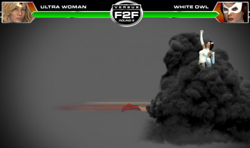 Картинка round+3 +ultra+woman+vs+white+owl 3д+графика фантазия+ fantasy драка супермены фон девушки взгляд