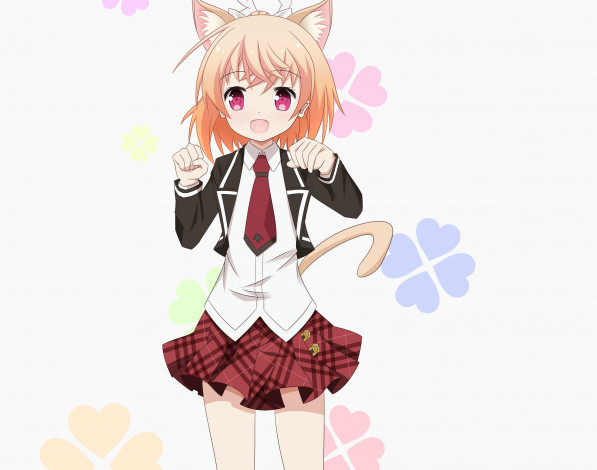 Обои картинки фото аниме, anne happy, девушка, взгляд, фон