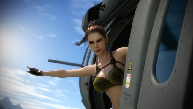 Обои картинки фото 3д графика, фантазия , fantasy, девушка, lara, croft, фон, взгляд