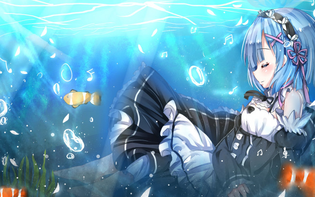 Обои картинки фото аниме, re,  zero kara hajimeru isekai seikatsu, девушка, взгляд, фон