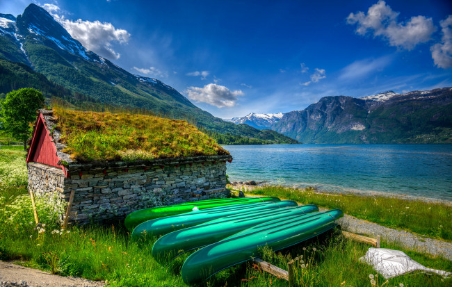 Обои картинки фото корабли, лодки,  шлюпки, лес, горы, река