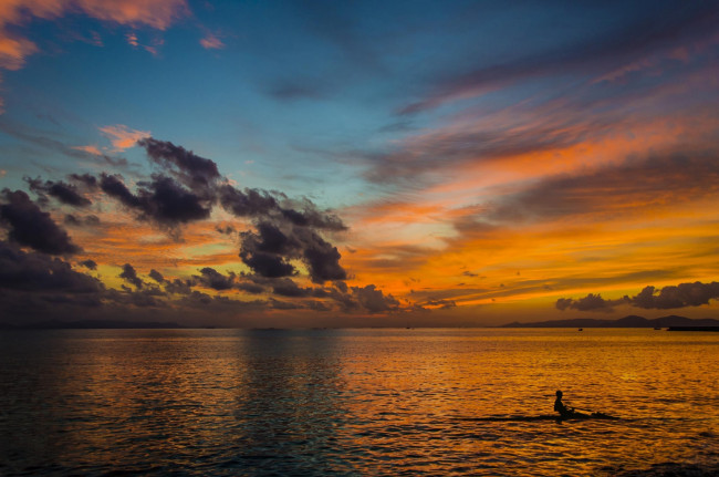 Обои картинки фото природа, моря, океаны, лето, пейзаж, закат, океан