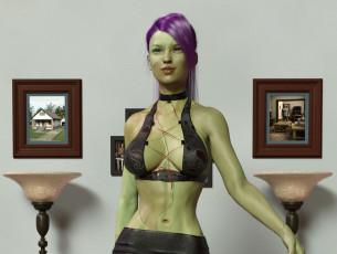 Картинка 3д+графика _science+fiction девушка взгляд фон