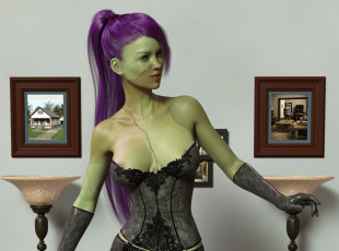 Картинка 3д+графика _science+fiction девушка взгляд фон