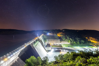 Картинка природа реки озера звезды ночь деревья