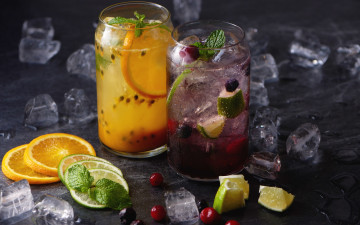 Картинка еда напитки лайм лед лимонад апельсин ягоды