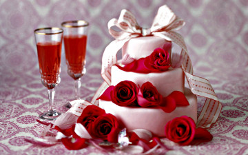 Картинка еда торты розы бант торт вино