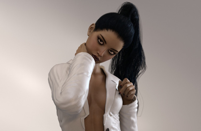 Обои картинки фото 3д графика, люди , people, девушка, фон, взгляд