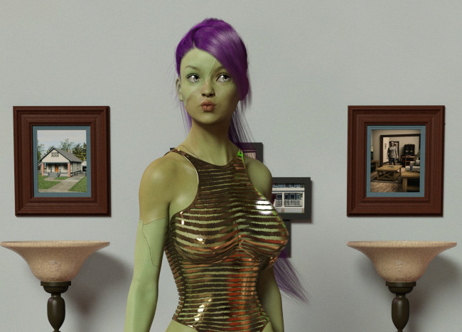 Обои картинки фото 3д графика, _science fiction, девушка, взгляд, фон