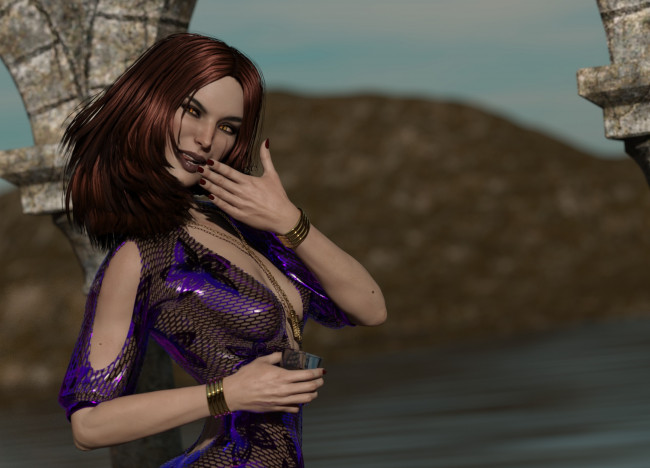 Обои картинки фото 3д графика, люди , people, девушка, взгляд, фон