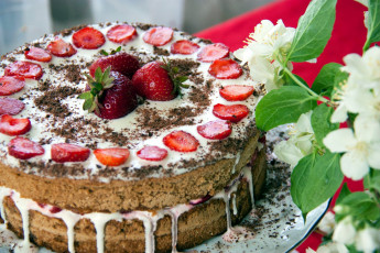 Картинка еда торты торт клубника крем