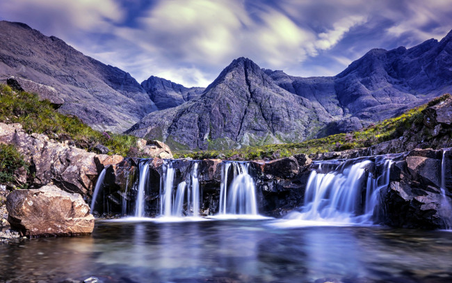 Обои картинки фото природа, водопады, горы