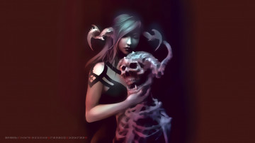 Картинка календари фэнтези 2019 calendar женщина существо череп рога скелет девушка