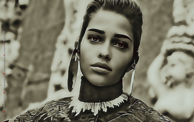 Обои картинки фото календари, компьютерный дизайн, 2019, calendar, женщина, серьги, украшение, взгляд, лицо, девушка