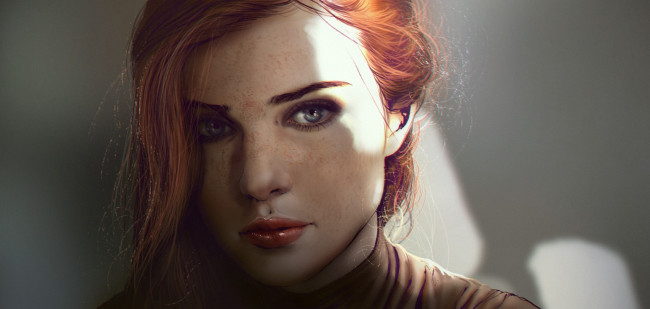 Обои картинки фото рисованное, люди, девушка, фон, взгляд