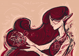 Картинка фэнтези эльфы девушка уши магия