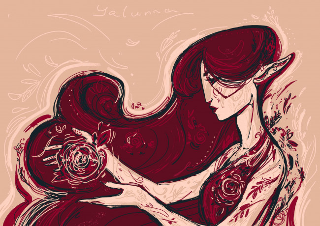 Обои картинки фото фэнтези, эльфы, девушка, уши, магия