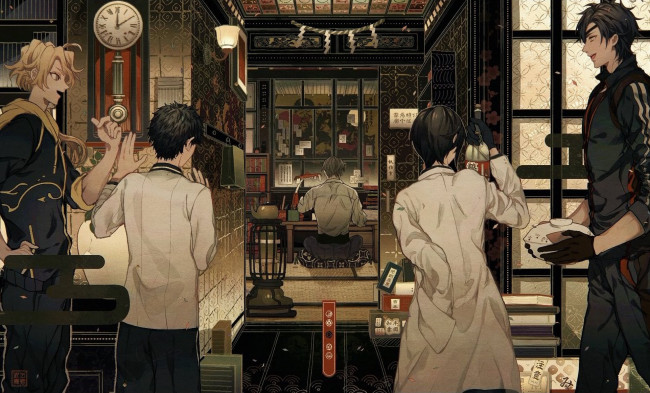 Обои картинки фото аниме, touken ranbu, танец, мечей