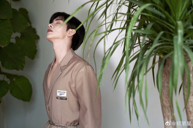Обои картинки фото мужчины, zheng fan xing, актер, пиджак, сад