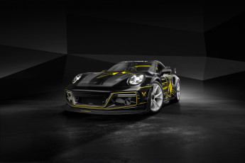 Картинка автомобили porsche techart gtstreet+r flyweight черный купе 2023 тюнинг
