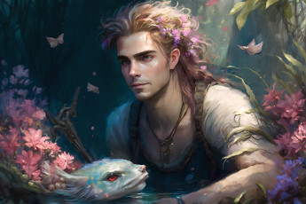 Картинка фэнтези люди нейросети графика нейроарт ai art нейронные сети рисунки нейро искусство парень