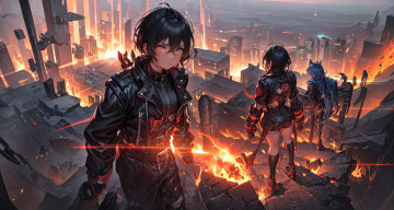 Картинка аниме город +улицы +интерьер +здания нейросети графика нейроарт ai art нейронные сети рисунки нейро искусство девушка