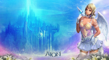 Картинка видео+игры aion девушка крылья бабочка цветы дворец