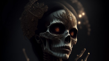 Картинка фэнтези нежить нейросети графика нейроарт ai art нейронные сети рисунки нейро искусство череп