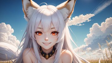 Картинка аниме животные +существа нейросети графика нейроарт ai art нейронные сети рисунки нейро искусство девушка