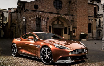 Картинка автомобили aston+martin коричневый здание
