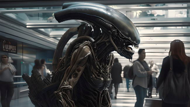 Обои картинки фото фэнтези, чужой , alien, нейросети, графика, нейроарт, ai, art, нейронные, сети, рисунки, нейро, искусство, чужой, ксеноморф