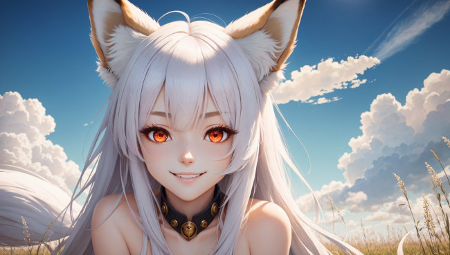 Обои картинки фото аниме, животные,  существа, нейросети, графика, нейроарт, ai, art, нейронные, сети, рисунки, нейро, искусство, девушка