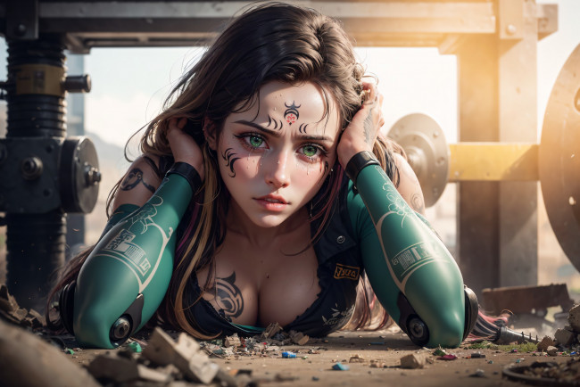 Обои картинки фото фэнтези, роботы,  киборги,  механизмы, нейросети, графика, нейроарт, ai, art, нейронные, сети, рисунки, нейро, искусство, девушка, киборг