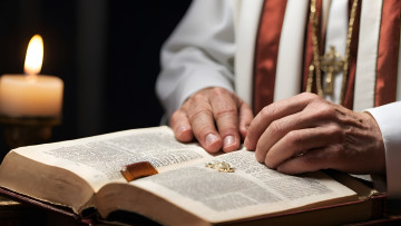 Картинка разное руки +ноги свеча библия священник