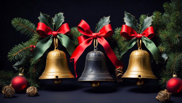 Картинка 3д+графика праздники+ holidays шарики колокольчики