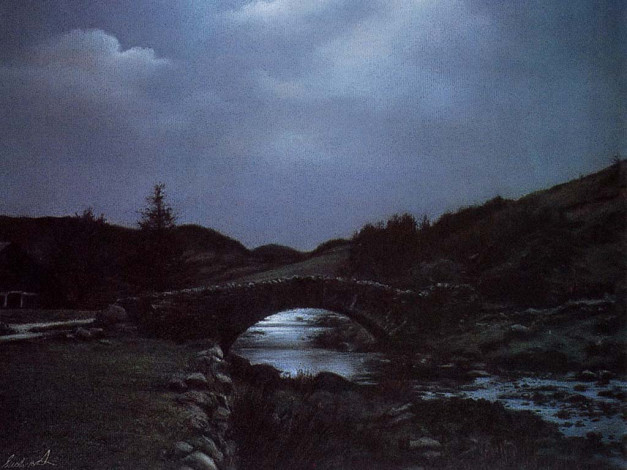 Обои картинки фото пустой, мост, рисованные, природа