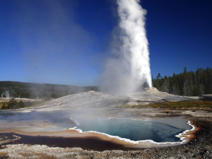 Картинка гейзер природа стихия yellowstone