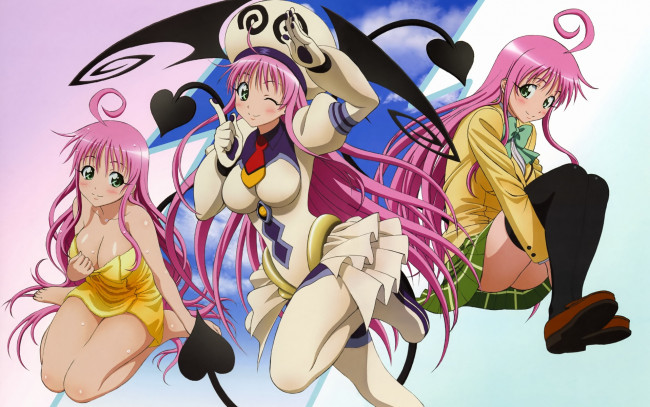 Обои картинки фото аниме, to, love, ru, девушки