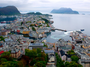 Картинка norway alesund города панорамы панорама