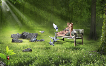 Картинка 3д графика people люди на природе