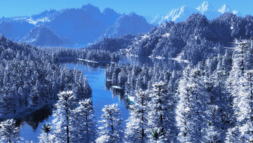 Картинка 3д графика nature landscape природа горы река лес