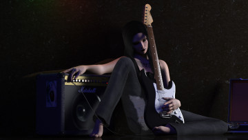 Картинка 3д графика people люди девушка гитара