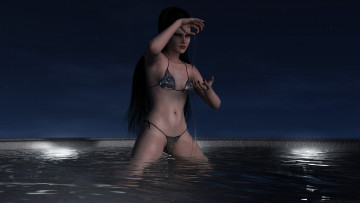 обоя 3д, графика, people, люди, вода, девушка