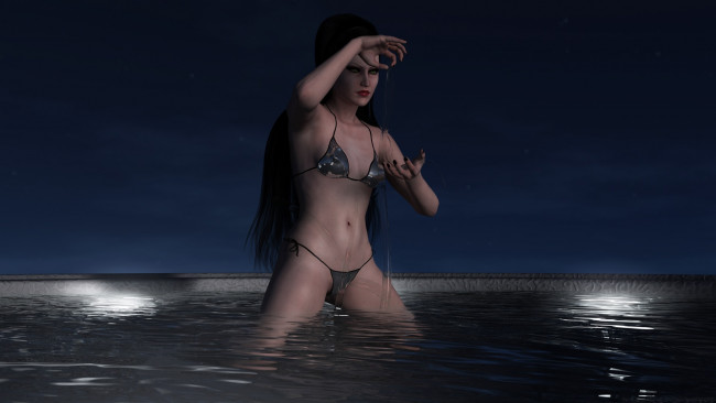 Обои картинки фото 3д, графика, people, люди, вода, девушка