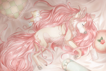 Картинка рисованные животные +сказочные +мифические собака розовая шерсть животное