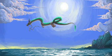 Картинка аниме spirited+away spirited away небо унесенные призраками дракон haku море облака