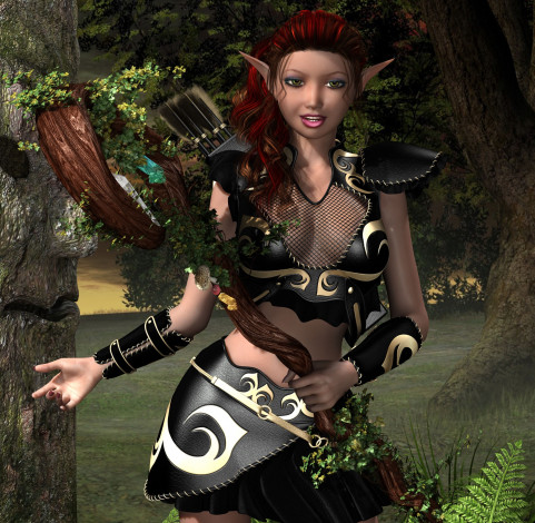 Обои картинки фото 3д графика, эльфы , elves, эльфийка, взгляд, улыбка