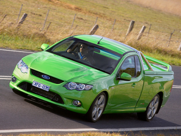 Обои картинки фото автомобили, ford, fg, ute, xr8, falcon, зеленый